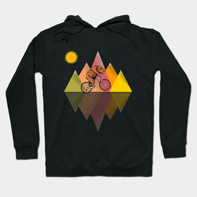 Mountain Biking - Bear Riding A Mountain Bike Hoodie by Kudostees